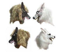 Halloween Horror Savage Wolf Head Mask Masquerade Fluffy Headgear Decoration-Brown