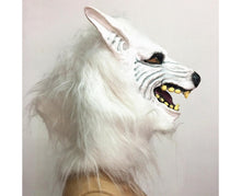 Halloween Horror Savage Wolf Head Mask Masquerade Fluffy Headgear Decoration-Brown