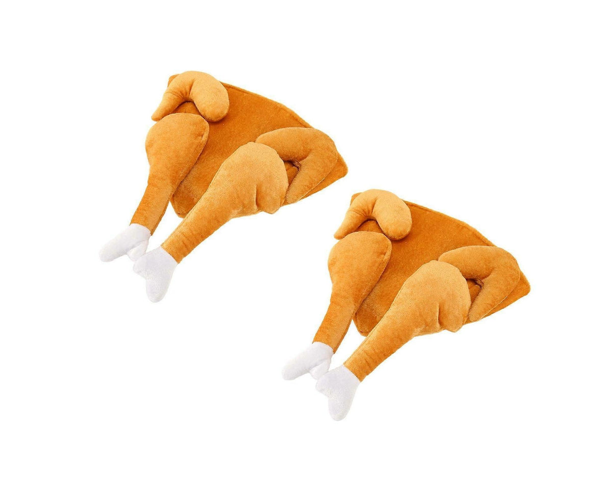 2PCS Roasted Turkey Hat Exquisite Thanksgiving Plush Turkey Hat for Halloween Costume Dress Up Party
