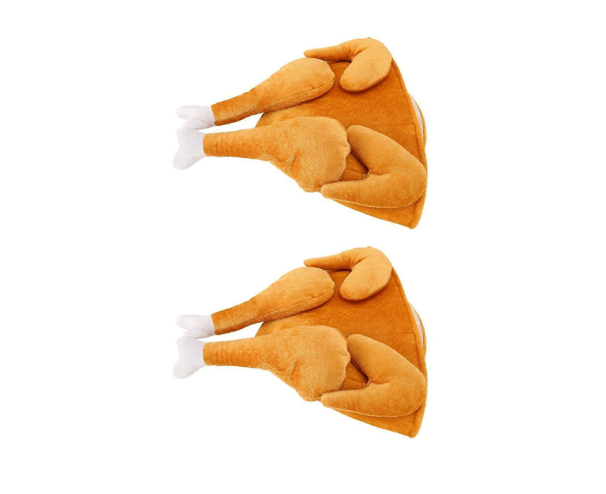 2PCS Roasted Turkey Hat Exquisite Thanksgiving Plush Turkey Hat for Halloween Costume Dress Up Party