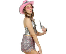 Cowboy Hat Pink Cowgirl Hat With Heart Glasses - Pink Cowboy Hat With Silver Sequin Star - Halloween Decor Cow