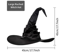 Hallowmas Halloween Pleated Witch Hat Party Witch Hat Black Witch Hat(1pcs, Black)