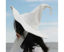 Lace-up Strap Witch Hat Women Adult Halloween White Wizard Hat Party Headgear