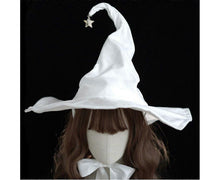 Lace-up Strap Witch Hat Women Adult Halloween White Wizard Hat Party Headgear