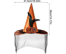 Witches Hats for Women, Cosplay Hats Halloween Hat, Wide Brim Hat, Hats with Half Veil