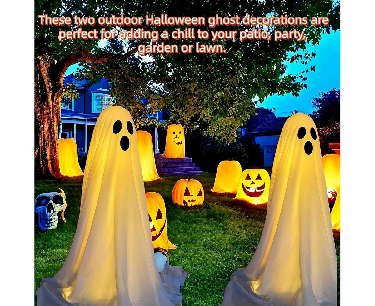 1 Pack Halloween Ghost Decorations with String Lights Outdoor Yard Front Porch Garden Decor
