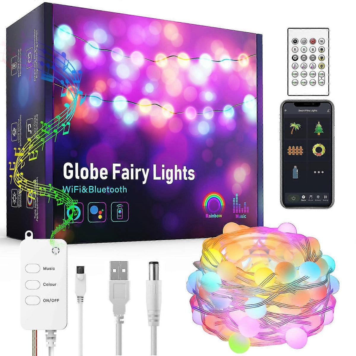 5M 33 LEDs Smart Graffiti String Lights, Halloween Christmas Wedding Party