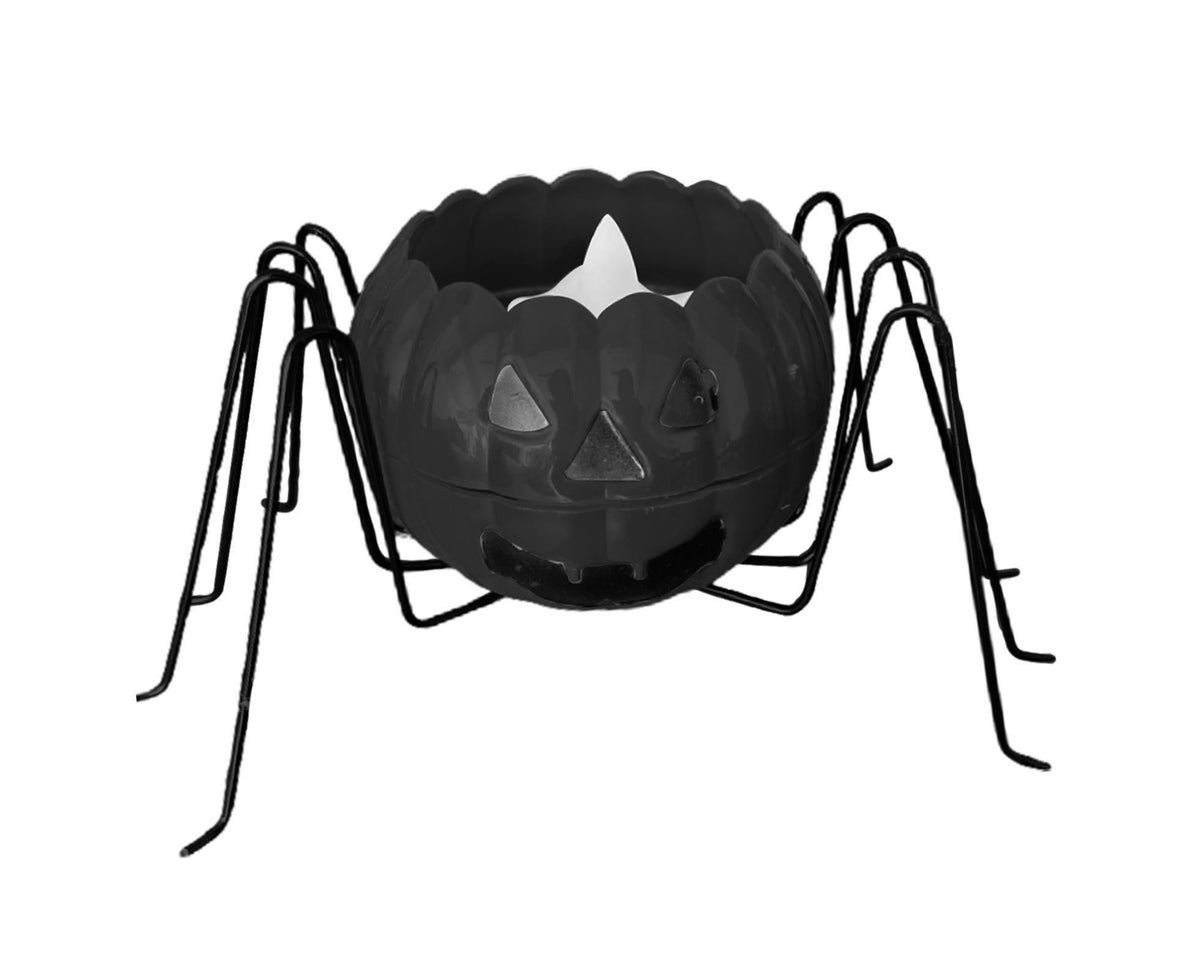 Eye-catching Candle Holder Spider Shape Iron Halloween Themed Candle Container for Home-Black