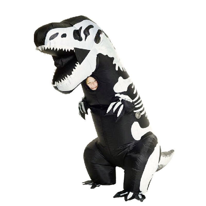 Skeleton T-Rex Cartoon Costumes Air Model Inflatable Costume Funny Dress Up Props Halloween Party Clothes Adult One Size