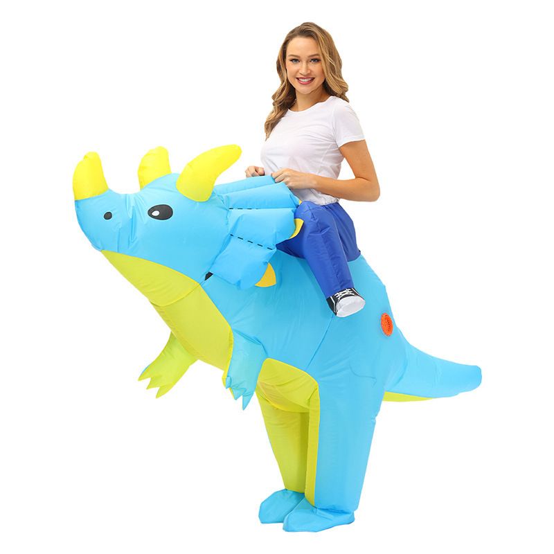 Ride On Triceratops Cartoon Costumes Air Model Inflatable Costume Funny Dress Up Props Halloween Party Clothes Adult One Size