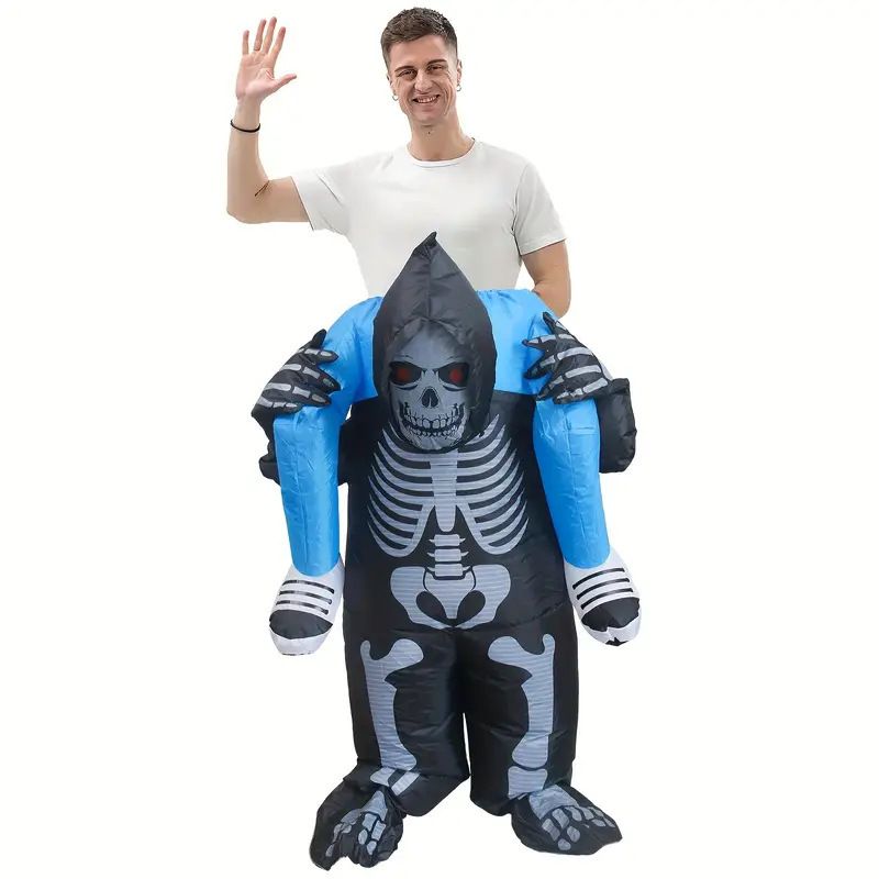 Ride On Grim Reaper Cartoon Costumes Air Model Inflatable Costume Funny Dress Up Props Halloween Party Clothes Adult One Size