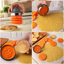 Halloween Magnetic Interchangeable Cookie Cutter Stamp, 8 Patterns 2-in-1 Cutting Embossing Baking Mold