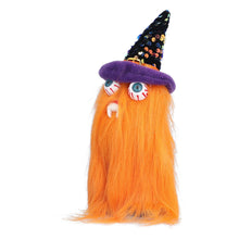Halloween Dolls Ornament Halloween Plush Gnome with Witch Hat and Vampires Tooth for Halloween DecorationsOrange