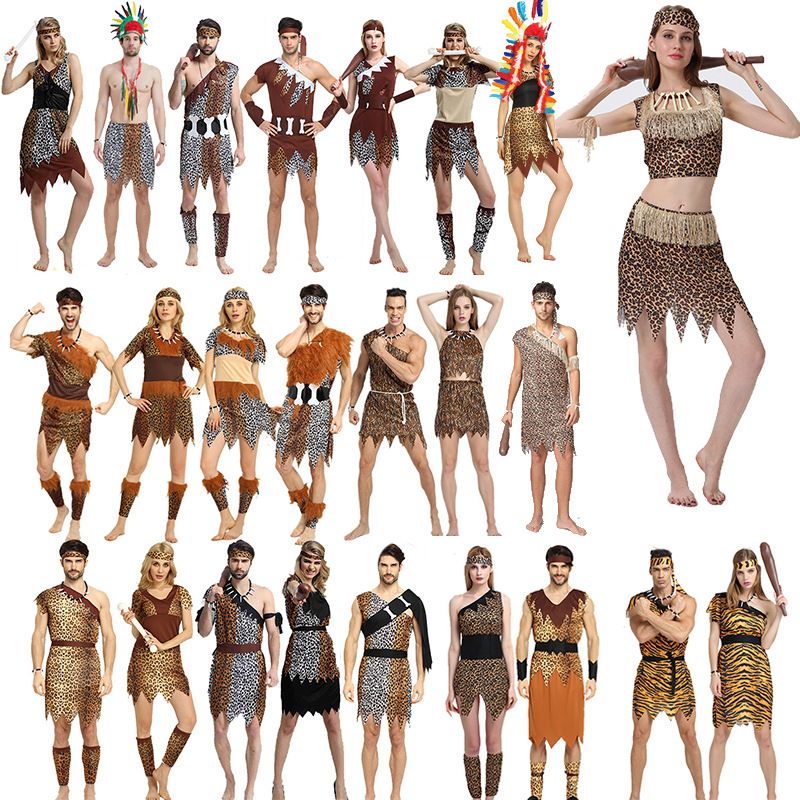 Adult Savage Halloween Leopard Print Polyester As Yi Adult Crescent hairless male Savage All yards