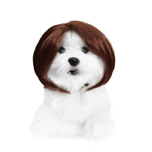 Fujia Pet Wig Dog Cat Halloween Party Pet wig linen middle parted bob