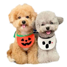 Pet Bandana Dog Cat Halloween Pumpkin Cartoon White Phantom Bib M (for pets up to 15 lbs)