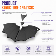 Halloween Bat-Shaped Silicone Cutting Board: Flexible, Heat-Resistant, and Perfect for Spooky Kitchen Prep and Festive Serving (Black)