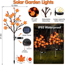Solar Maple Leaf Branch Lights with 20 Warm LEDs, 8 Lighting Modes & IP65 Waterproof, Auto On/Off Garden Pathway Decor for Fall Harvest and Halloween Ambiance (3PCS, Pumpkin-Small  Maple)