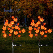 Solar Maple Leaf Branch Lights with 20 Warm LEDs, 8 Lighting Modes & IP65 Waterproof, Auto On/Off Garden Pathway Decor for Fall Harvest and Halloween Ambiance (3PCS, Pumpkin-Small  Maple)