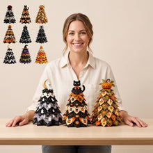 Spooky DIY Felt Halloween Tree Kit – Create a Whimsical Holiday Centerpiece with Pre-Cut Fabric, Plush Fill, and Adorable Ghostly Charms for Mantel, Desk, or Shelf Décor. (Black Cat & Pumpkin)