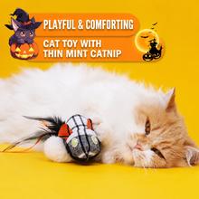 Delight your feline friend this spooky season with our Halloween-themed catnip toys, featuring plush skeletons, mummies, and pumpkins that awaken your cat’s playful instincts for hours of self-amusing fun. (Lace Ghost)