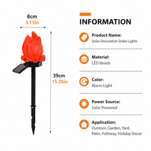 Halloween Solar Pathway Lights Set, 3 Spooky Designs Including Pumpkin with Witch Hat, Cute Ghost, and Faux Campfire, Warm Glow, Auto On/Off, Waterproof Solar Stake Lights for Outdoor Garden Yard Path Decor (Flame, 2PCS)