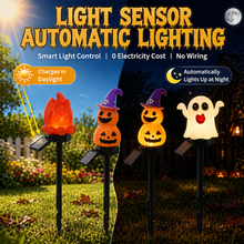 Halloween Solar Pathway Lights Set, 3 Spooky Designs Including Pumpkin with Witch Hat, Cute Ghost, and Faux Campfire, Warm Glow, Auto On/Off, Waterproof Solar Stake Lights for Outdoor Garden Yard Path Decor (Pumpkin, 3PCS)