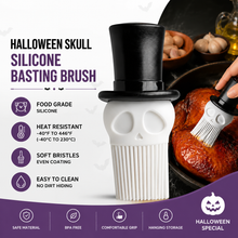 Skeleton Top Hat Silicone Basting Brush – Whimsical Halloween Kitchen Tool for Baking, Grilling, and BBQ, Perfect for Spreading Oil, Butter, and Sauces in Style (White)