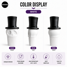 Skeleton Top Hat Silicone Basting Brush – Whimsical Halloween Kitchen Tool for Baking, Grilling, and BBQ, Perfect for Spreading Oil, Butter, and Sauces in Style (White)