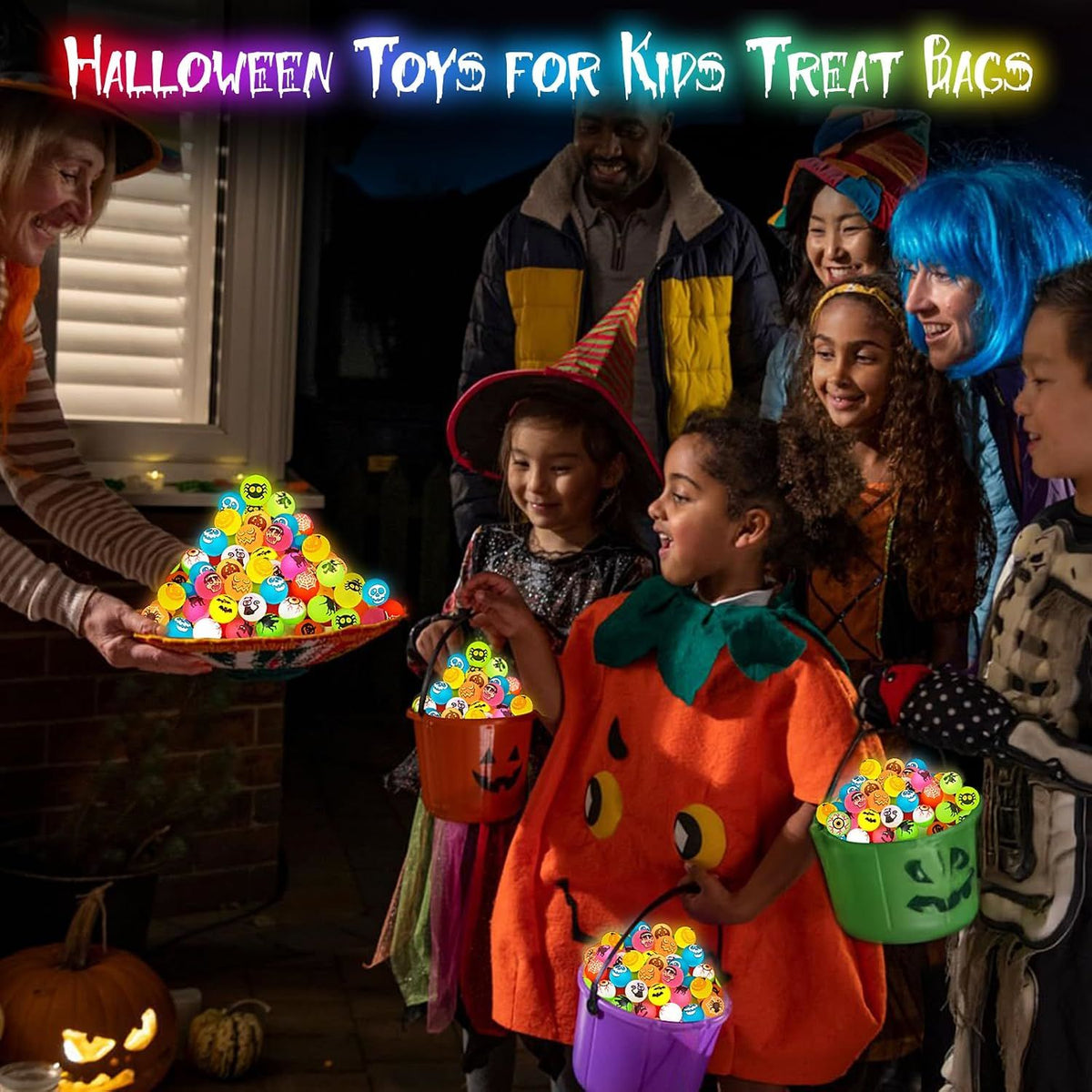 100 PCS Halloween Party Favors, Halloween Glow in The Dark Bouncy Balls | Trick or Treat Goodie Bag Fillers, Halloween Glowing Bouncy Balls Toys for Halloween Party Supplies, Party Favors