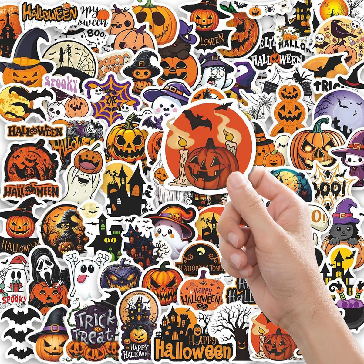 100PCS Non-Repeating Halloween Stickers, Vinyl Waterproof Holiday Stickers | Halloween Goodie Bag Stuffers, Kids and Youth Adult Party Favors Gifts Party Supplies Decorations
