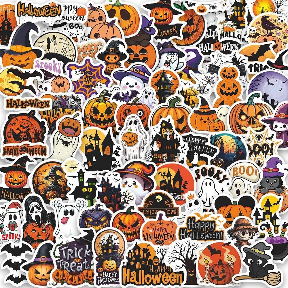 100PCS Non-Repeating Halloween Stickers, Vinyl Waterproof Holiday Stickers | Halloween Goodie Bag Stuffers, Kids and Youth Adult Party Favors Gifts Party Supplies Decorations