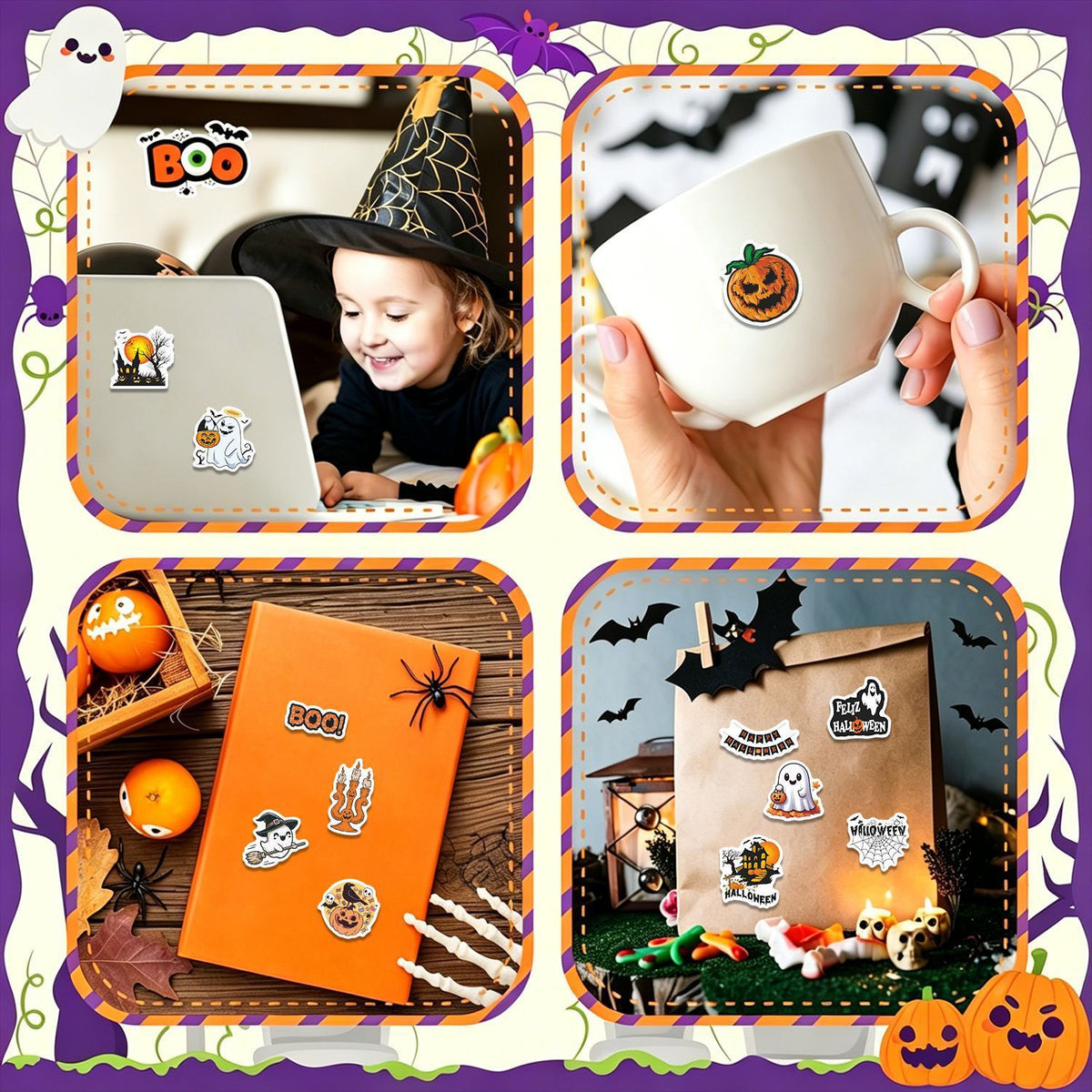 100PCS Non-Repeating Halloween Stickers, Vinyl Waterproof Holiday Stickers | Halloween Goodie Bag Stuffers, Kids and Youth Adult Party Favors Gifts Party Supplies Decorations