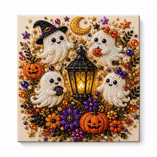 25 x 25cm Halloween Pearl Diamond Painting Kit Ghost Pumpkin DIY Stretched Canvas Wall Art Decoration