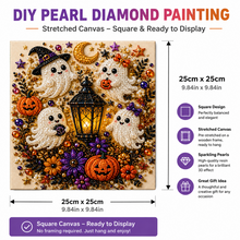 25 x 25cm Halloween Pearl Diamond Painting Kit Ghost Pumpkin DIY Stretched Canvas Wall Art Decoration
