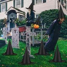 12pcs Floating Witch Hats for Halloween Party Decor, Porch, Yard, Haunted House Spooky Themed Events (black)