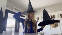 12pcs Floating Witch Hats for Halloween Party Decor, Porch, Yard, Haunted House Spooky Themed Events (black)