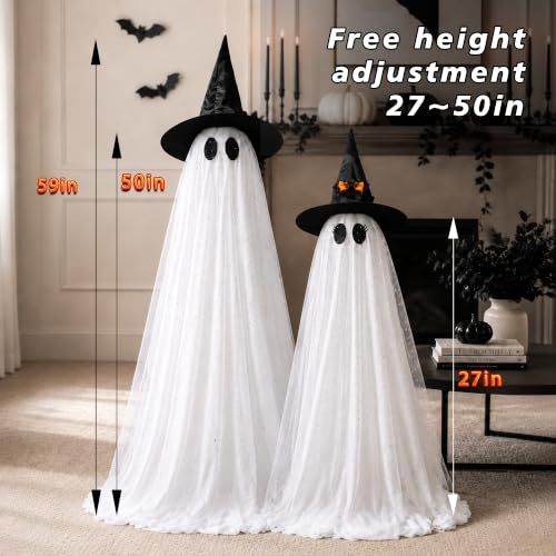 Halloween Ghost Lights for Outdoor Porch, Garden, Indoor Fireplace & Party Decorations (white)