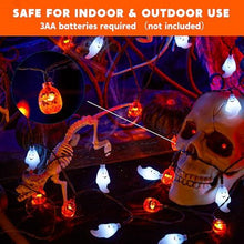 Halloween String Lights for Indoor & Outdoor, Ghost & Pumpkin Decor for Party, Haunted House (White, Orange)