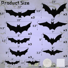 36-Pack Halloween Bat Decorations with LED Lights for Indoor Outdoor Halloween Party Garage Decor (black)