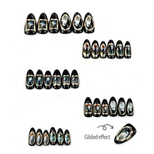 30pcsReusable Halloween Press-On Nails with Ghost Portrait Design for Spooky Themed Occasions (black)