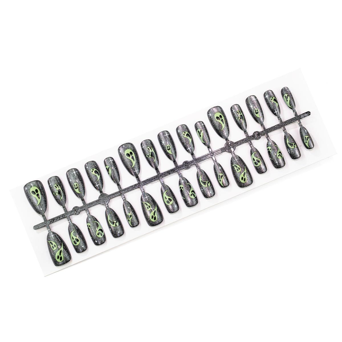24-Pack Halloween Press-On Nails for Spooky Themed Party Looks (black)