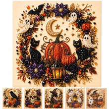 Spooky-Cute Halloween Diamond Art Craft Kit, DIY for Home Decor & Gifting (Orange, Black, Purple)