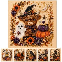 Spooky Cute Diamond Painting Kit for Halloween Home Decor DIY Wall Art for Beginners (Orange)