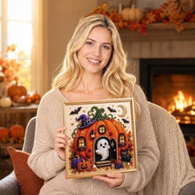 DIY Halloween Diamond Painting Kit for All Ages, Great for Seasonal Home Decorations (Orange)