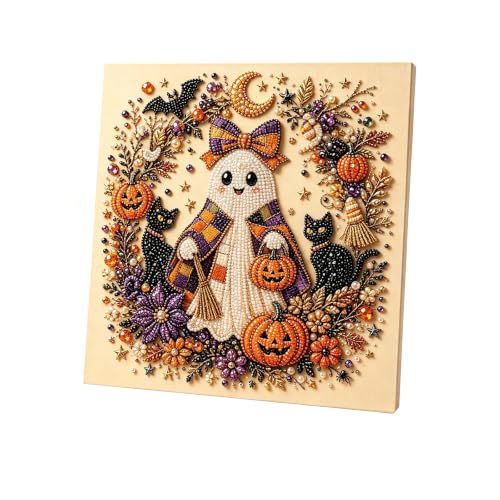 DIY Halloween Ghost Rhinestone Art Kit for Home, Walls, and Seasonal Decor (white)