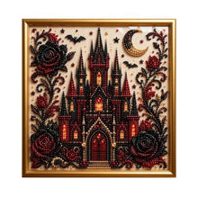 Diamond Art Castle DIY Kit for Halloween, Autumn & Wall Decor, Beginners & Adults (Red and Black)