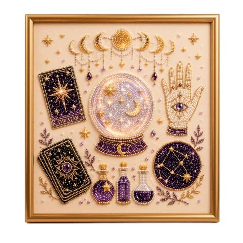 DIY Mystic Crystal Ball Art Kit for Beginners, Perfect for Home & Halloween Decor (gold)