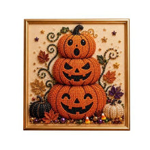DIY Stacked Jack-o'-Lantern Diamond Art Kit for Halloween & Fall Home Decor (orange)