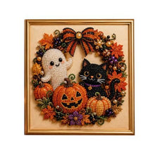DIY Halloween Wreath Diamond Art Kit for Adults & Kids, Fun Holiday Craft (White, Black, Orange)